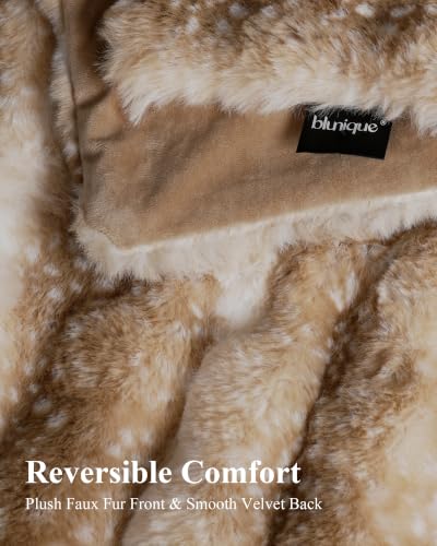 Ultra Soft Cozy Faux Fur Throw Blanket, Fuzzy Plush Thick Bubble Blanket, Oversize Luxury Fluffy Blanket for Couch, Bed, Bedroom and Living Room, 60x80 Inches, Tie-Dye Camel - color: Tie-dye Camel, size: Twin