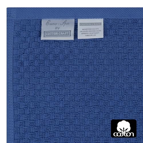 COTTON CRAFT Euro Spa Waffle Weave Bath Sheets - Set of 2 Blue Towel Sheets | Pure 100% Ringspun Cotton Oversized Luxurious Towel Set - Soft Plush Super Absorbent Low Lint Quick Dry - 35 x 70 inches - color: Blue, size: 2 Pack Bath Sheet
