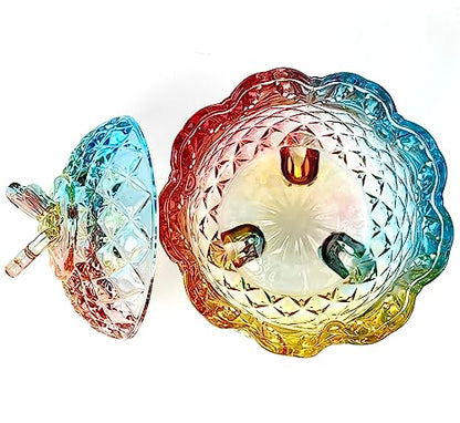Colorful Crystal Glass Candy Snack Barrel Storage Jar Embossed Luxury Cookie Buffet Canister With Lids Jewelry Box Jar Biscuit Containers - color: Butterfly