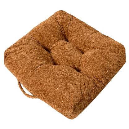 Floor Cushion Pillow, Portable Large | Meditation Adult Sitting Pillow with Handle for Tatami, Living Room & Yoga (1, Square, Brown, 22 x 22 x 6 inches) - color: Square, Brown