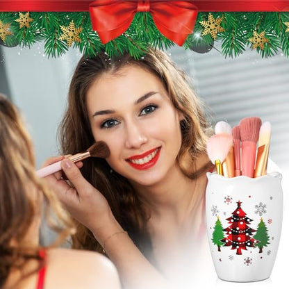 Christmas Bathroom Accessories Set of 4, Christmas Buffalo Bathroom Decor Merry Christmas Bathroom Tumbler Soap Dispenser Toothbrush Holder Soap Dish for Winter Xmas Theme Bathroom Decoration - style: Christmas