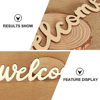 Amosfun 10 Pcs Welcome Door Sign Unfinished Wood Hanging Boards with 10 Lanyards Wooden Welcome Sign Crafts for Front Door Wall Entryway Home Cafe Shop Bar Decor