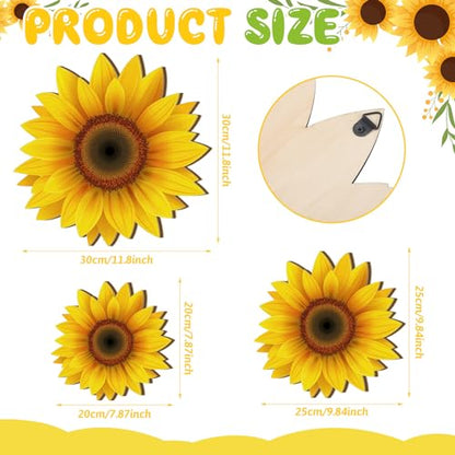 Thyle 6 Pcs Summer Sunflower Wall Decor Wood Sunflower Wall Art | Farmhouse Flower Hanging Decorations, Indoor Summer Flower Hanging Sign for Home, Kitchen, Porch - style: Farmhouse