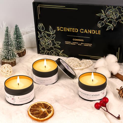 Scented Candles for Women and Men, 6 Pack Aromatherapy Candles for Home Scented, Natural Soy Jar Candle Bulk Gift Set for Christmas Birthday Thanksgiving Mother Coworker
