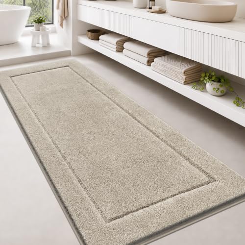 anllugs Bathroom Rugs, Non-Slip Bath Runner Rugs, 30" x 72", Beige | Extra Soft, Super Absorbent, Machine Washable, Quick Dry, Bath Mats for Shower and Bathtub, TPR Backing, Runner Rugs - color: Beige, size: 30" X 72"