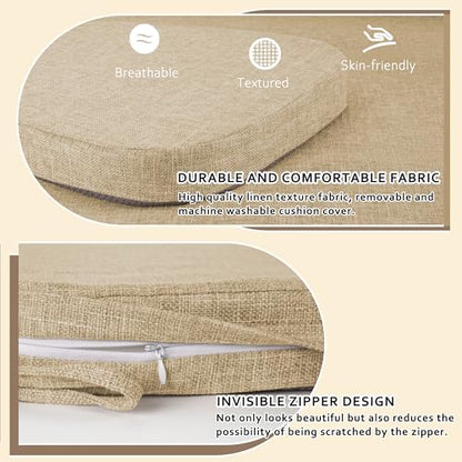 ELFJOY Non-Slip Chair Cushions for Dining Chairs Beige 16.7"x16" | 4 Pack, with Ties and Washable Cover, U Shape, Breathable Fabric, for Kitchen Dining Office Folding Chairs，Comfortable - color: Beige