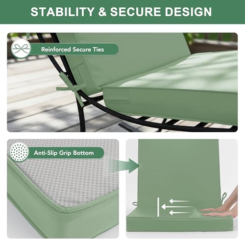 Summsun Patio Dining Chair Cushions 4-Pack, 20 x 20 Inch, Sage Green | High Back, High-Resilience Foam, Non-Slip Bottom, Water Resistant, Removable Cover, Tie Straps, Fit for Adirondack, Rocker - color: Sage Green