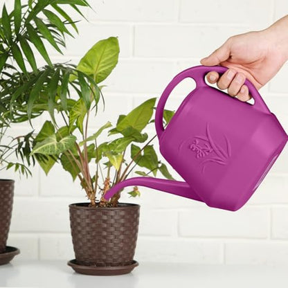 ZXJ Plant Watering Can - for Indoor and Outdoor Home Garden Plants - with Long Spout - Rose Red - 1/2 Gallon - color: Rose Red