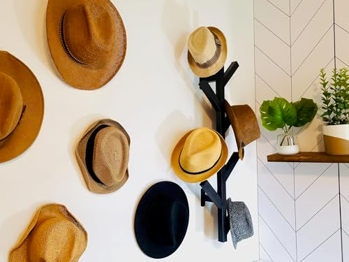 Coat Rack & Hat Rack - Modern Design - Wall Mounted - Stylish - (Black) - color: Black