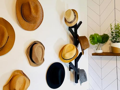 Coat Rack & Hat Rack - Modern Design - Wall Mounted - Stylish - (Black) - color: Black