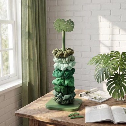 Leinuosen Monstera Leaves Paper Towel Holder Tropical Monstera Wooden Paper Towel Holder Green Ocean Tropical Bathroom Accessories Kitchen Roll Stand Organizer Standing Apartment Housewarming Gift - style: Green Monstera Leaves