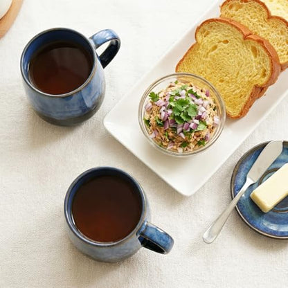 Bosmarlin Large Ceramic Coffee Mug Set of 4, 23 Oz, Microwave and Dishwasher Safe, Reactive Glaze, Big Oversized Tea Cup (Blue) - color: Blue