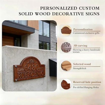 Address Numbers for House,Wood House Address Plaque,Custom Address Sign House Numbers for Outside Personalized Custom Metal Address Signs for Houses Wood Metal housewarming gifts - color: Style 1