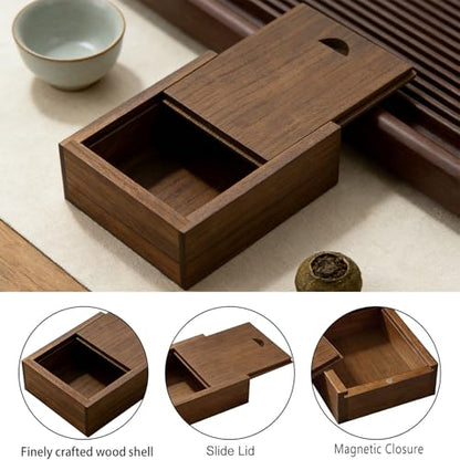 Mini Walnut Wood Gift Box Magnetic Sliding Lid Small Keepsake Case | Handcrafted walnut box with magnetic sliding lid. Smooth surface perfect for DIY crafts, rings, and personalized gifts. - color: Walnut (3.19")