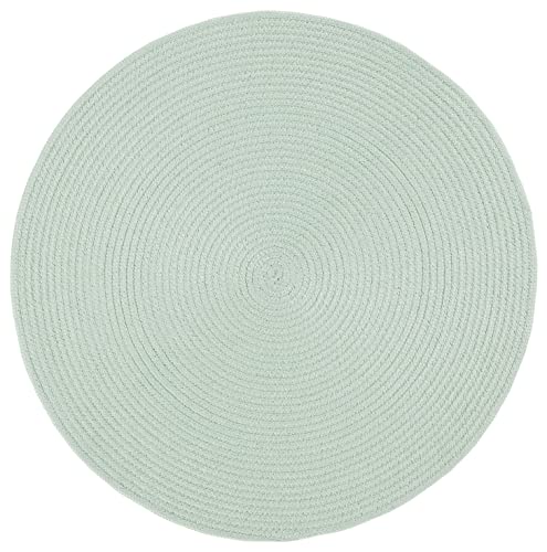 SAFAVIEH Braided Collection Area Rug - 4' Round, Teal, Handmade Country Farmhouse, Ideal for High Traffic Areas in Living Room, Bedroom (BRD402J) - color: Teal, size: 4' (Round)