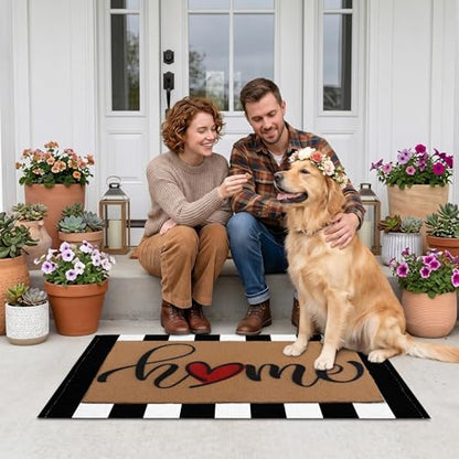 Arttown Welcome Front Coir Rug Door Mats Combo Set 17"x30"+24"x36" Stripes Welcome - color: Home
