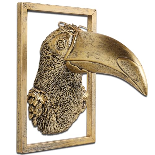 Bird Wall Art Decoration Sculpture(Toucan,Gift Metal Frame)- Exquisite Wall Hanging Sculptures for Living Room, Bedroom, Office - Handmade Home Art Decor & Unique Housewarming Gift - color: Toucan