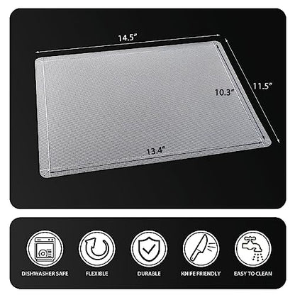 WK Flexible Plastic Cutting Boards Mats with Lip, Foldable Cutting Board for Kitchen Set of 3, Clear Cutting Boards, Nonslip Cutting Mats Sheets, BPA Free, Dishwasher Safe - color: Foldable - Clear - 3
