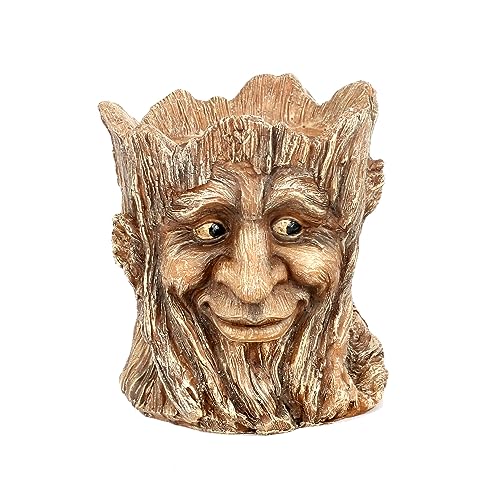 Funny Planter Head Face Plant Pot with Drainage Hole Resin Succulent Plant Holder Pencil Holder Desk Organizer Office Garden Gift (Smile Face)