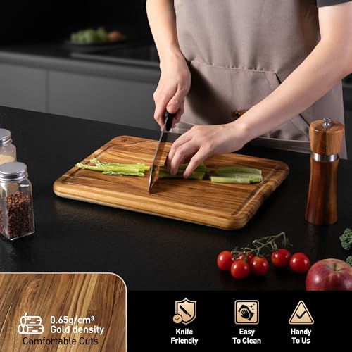 Teak Cutting Boards for Kitchen 13'' Teak Wood Wooden Charcuterie Board | Charcuterie Board, Serving, Heavy Duty, Sink Board, Non Slip, Wooden Chopping Board, Small Wooden Chopping Board - style: 13 IN