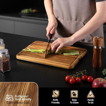 Teak Cutting Boards for Kitchen 13'' Teak Wood Wooden Charcuterie Board | Charcuterie Board, Serving, Heavy Duty, Sink Board, Non Slip, Wooden Chopping Board, Small Wooden Chopping Board - style: 13 IN
