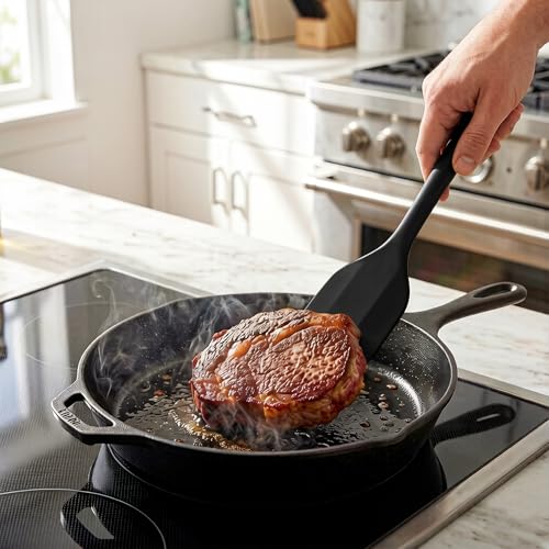 5 Pieces Silicone Spatula Set | Rubber Spatula Heat Resistant Essential for Cooking Baking Non Stick Dishwasher Safe Kitchen Tools Multicolor - color: Black