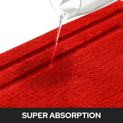 HOMEIDEAS Bathroom Rugs Sets 2 Piece, Super Soft and Absorbent Non Slip Microfiber Machine Washable Bath Mat Set (20" x 32" + 16" x 24", Red) - color: Loop- Red, size: 1'4" x 2'8" (16"x24"+20"x32")