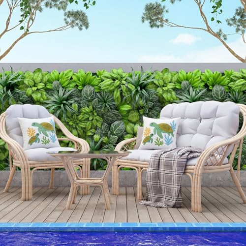 Moukeren 2 Pcs Summer Sea Turtle Throw Pillow Cover 18x18 Inch Green Turtle Embroidered Decorative Pillow Cases Beach Ocean Themed Square Cushion Cover for Sofa Couch Bedroom Decor Gift - style: Sea Turtle