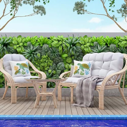 Moukeren 2 Pcs Summer Sea Turtle Throw Pillow Cover 18x18 Inch Green Turtle Embroidered Decorative Pillow Cases Beach Ocean Themed Square Cushion Cover for Sofa Couch Bedroom Decor Gift - style: Sea Turtle