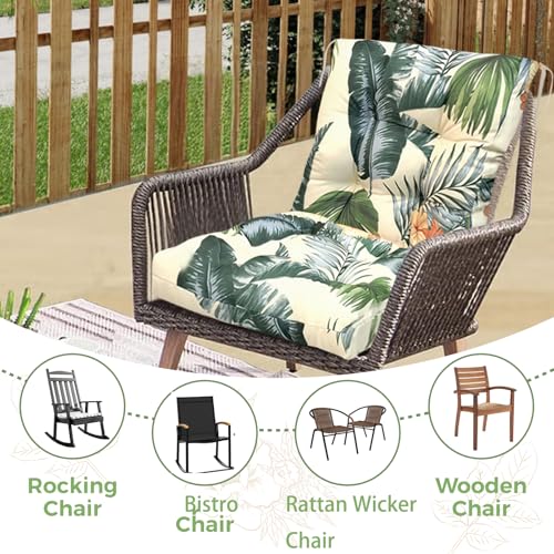 Outdoor Chair Cushions Set of 2 with Ties Non Slip Teal Blue Waterproof Tufted Patio Wicker Chair Cushion Replacement for Outdoor Rattan Wood Dining Wicker Chairs 41.7 * 20.8 * 3.9" - color: Teal Blue