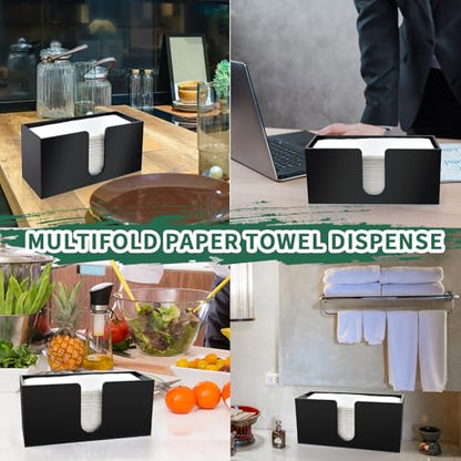 Paper Towel Holder Countertop, Black Acrylic Napkin Dispenser, 1 Pack | Multifold Paper Towel Dispenser for Z-Fold, C-Fold, MultiFold, Trifold; Bathroom, Toilet, Kitchen, Restaurant Countertop Use - color: Black