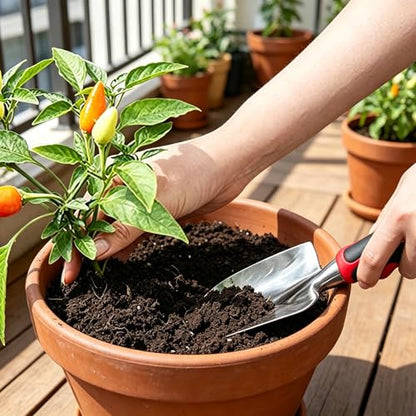 Stainless Steel Garden Tool Set，3 Pieces, Including Hand Shovel & Transplant Shovel & Hand Rake with Non-Slip Soft Ergonomic Handle (red) - color: red