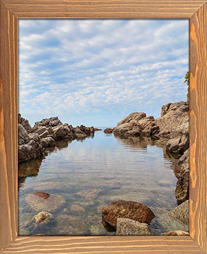 Rustic Wooden Picture Frame 12x16 inch - 100% Natural Solid Eco Distressed Wood for Wall Mounting Poster Photo Frame - Walnut - size: 12x16