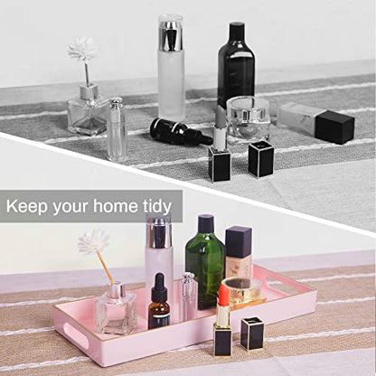 Pink Bathroom Tray, Rectangular Toilet Tank Trays with Handles | Narrow Countertop Trays, Long Toilet Tank Trays, Perfume Organizer Trays for Dresser, Kitchen Counter, 13.8" x 6" x 1.57" - color: Pink