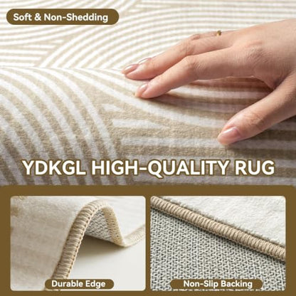 Hallway Kitchen Runner Rug Non-Slip Low Pile Washable Rug Beige 2x5ft | Soft Entryr Mat Carpet TPR Backing , Thin Profile, Abstract Pattern for Bedroom, Bathroom, Entryway Long Runners, Easy Clean - color: Beige, size: 2' x 5'