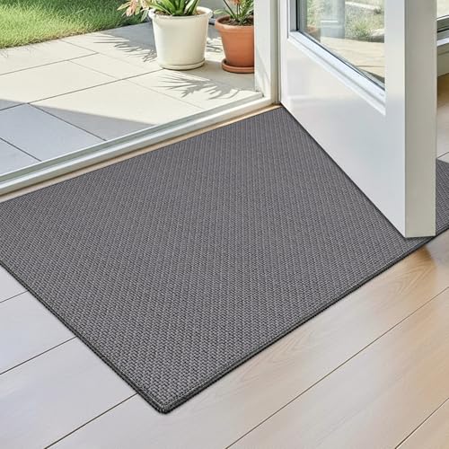 Ultra Thin Indoor Door Mat 17"x29", Non-Slip Entryway Mat, Grey | Low Profile Fits Under Doors,Dirt Trapping Surface,Non-Slip Rubber Backing,Quick Drying,Indoor Entryway,Front Door - color: Grey, size: 17"x29"