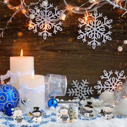 Honoson 12 Pcs Christmas Cute Snowman Figurines Winter Miniature Glittered Figurines Resin Micro Landscapes Winter Snow Decoration for Christmas Birthday Home Decorations Gift (Cute Snowman) - style: Cute Snowman