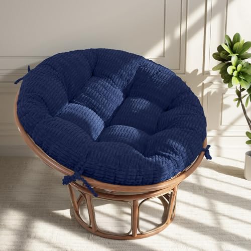 idee-home Papasan Chair Cushion, Circle Papasan Cushion (Without Chair) | Replacement Indoor& Outdoor for Egg Bowl Chair, 48 X 48 Inch, Navy - color: Navy, size: 48x48x6 inch