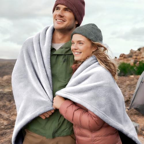 3-Pack Fleece Throw Blankets 50x60, 300GSM Soft Flannel Plush Blanket, Lightweight Warm Couch Sofa Bed Blankets, No Shedding All Season (Light Gray) - color: Light Gray