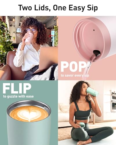 TOURIT Travel Coffee Mug 16 oz, Leakproof 2-Part Drink Lid Coffee Tumbler Cup, Insulated Stainless Steel Travel Mug, Dishwasher Safe Reusable Water Bottle, BPA-Free Coffee Mug, Light pink - color: Light Pink