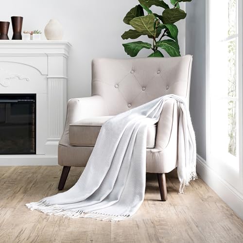 Merit Linens Herringbone Throw Blanket - One Size Light Gray - color: Herringbone Light Gray