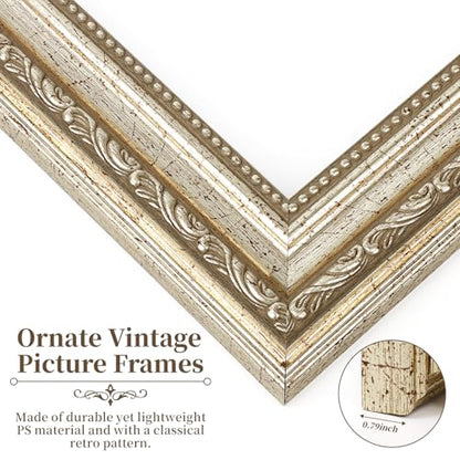 8x8 Distressed Champagne Silver Picture Frame with HD Tempered Glass, 8 x 8 Picture Frames for Living Room Bedroom Office Gallery Wall, 1 Pack - color: Distressed Champagne Silver, size: 8x8 - 1 Pack
