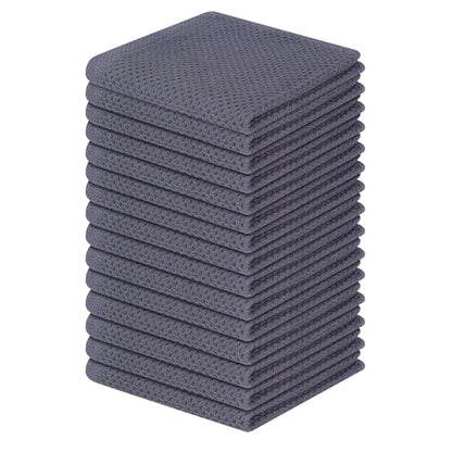Homaxy 100% Cotton Waffle Weave Kitchen Dish Cloths 15-Pack, Dark Grey | 12 x 12 Inches, Ultra Soft Absorbent Dish Towels, Quick Drying Dish Rags with Hanging Loop - color: Dark Grey, size: 12 x 12 - 15 Pack