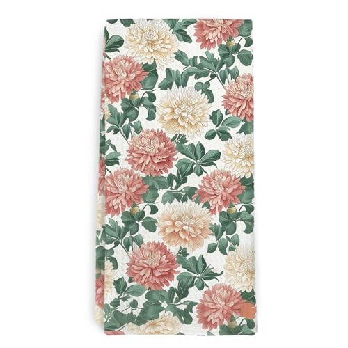 November Birth Month Floral Kitchen Towel and Dish Towel, Birthday Gifts for Mother's Day, Vintage Floral Decor Hand Towels, Chrysanthemum Decorative Hand Dish Tea Towels for Bathroom, 16x24 - color: Chrysanthemum