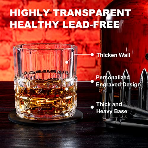 Whiskey Gifts for Men Dad, Father's Day Anniversary Bourbon Gifts for Him | Dad Birthday Gifts Ideas from Daughter Son, Stainless Steel Whiskey Stones and Glasses Set for Housewarming Retirement Gifts - style: Straight Glasses+Stainless Steel Stones for D