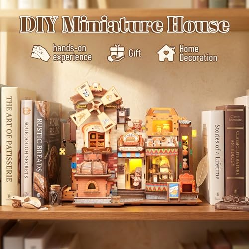Fsolis 3D Wooden Puzzles for Adults - Mechanical Bread Factory Building Kit | Rotating Miniature House Kit with Music & Lights & Steam Effect, 572pcs, Gifts for Experienced Builders Model Project Lovers - style: Bread Factory