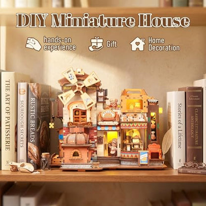 Fsolis 3D Wooden Puzzles for Adults - Mechanical Bread Factory Building Kit | Rotating Miniature House Kit with Music & Lights & Steam Effect, 572pcs, Gifts for Experienced Builders Model Project Lovers - style: Bread Factory