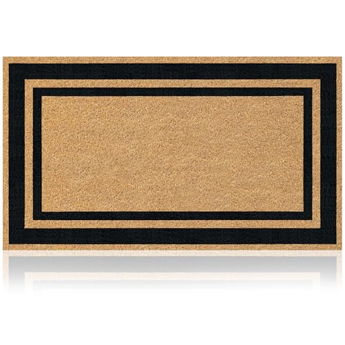 Coir Welcome Mat, Non-Slip, Edge, 17 x 29 in | 100% Natural Coir, Anti-Shedding, Durable PVC Backing, Traps Dirt and Mud, Indoor and Outdoor Entryway, Easy to Clean - color: Edge