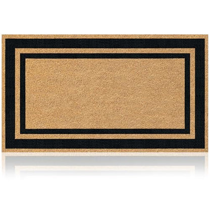 Coir Welcome Mat, Non-Slip, Edge, 17 x 29 in | 100% Natural Coir, Anti-Shedding, Durable PVC Backing, Traps Dirt and Mud, Indoor and Outdoor Entryway, Easy to Clean - color: Edge