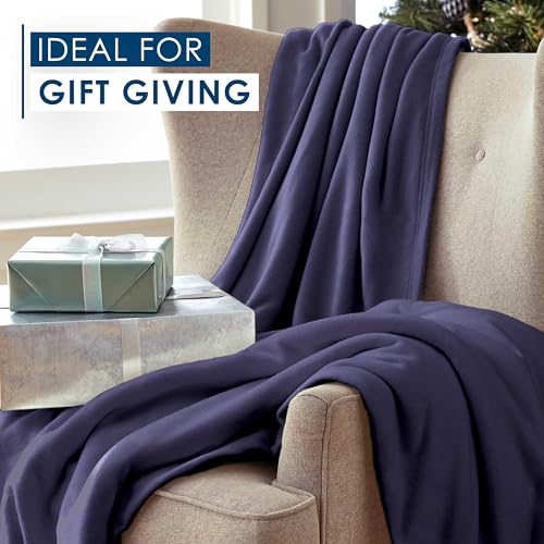 Full/Queen Size Fleece Blanket | Comfy Supersoft Fleece Blanket Full Size – All-Season Light Weight Throw Blanket | Luxuriously Soft | Throw Blanket for Couch and Sofa | Machine Wash | Navy - color: Navy, size: Full Queen